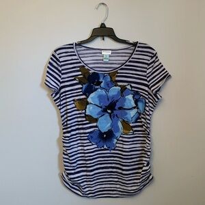 Motherhood Maternity Shirt Size Large Striped EUC